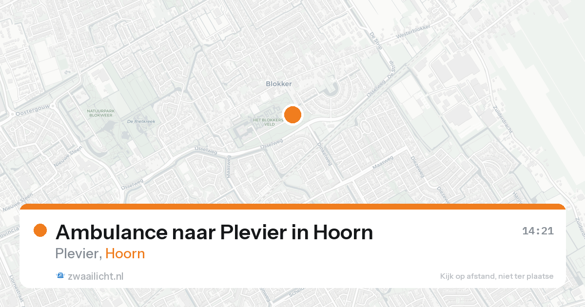 Ambulance naar Plevier in Hoorn — 15 aug 2026