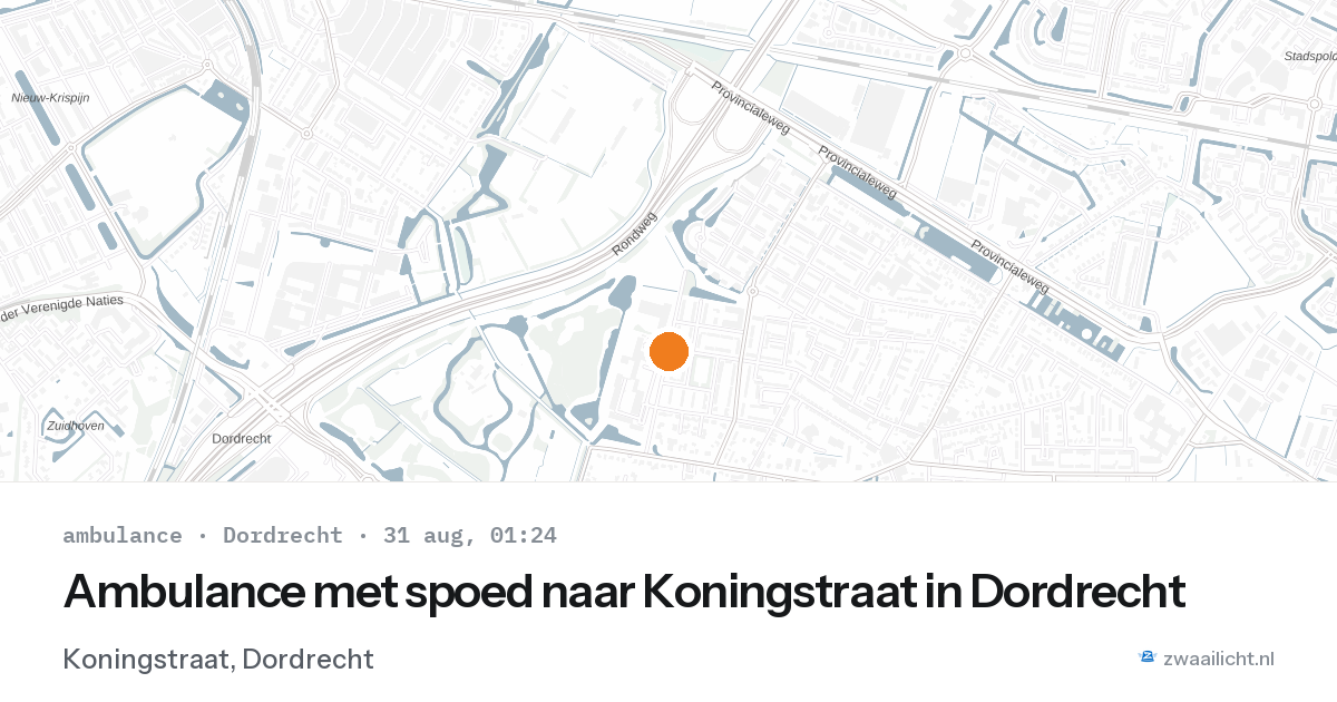 Ambulance met spoed naar Koningstraat in Dordrecht — 30 aug 2026