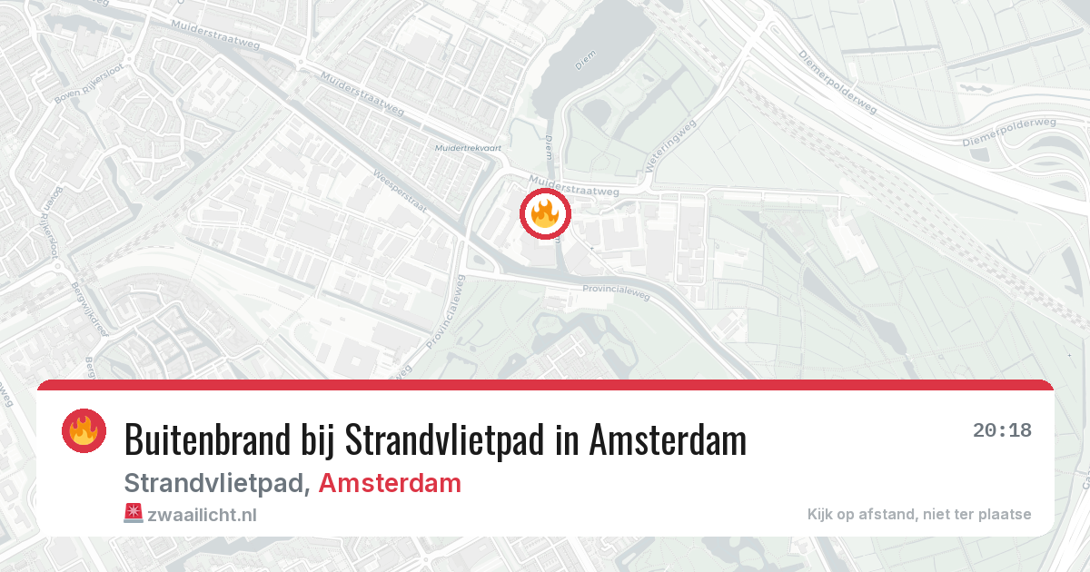 Buitenbrand bij Strandvlietpad in Amsterdam — 6 aug 2026