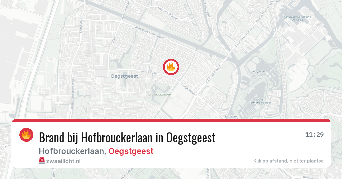 Brand bij Hofbrouckerlaan in Oegstgeest — 19 jul 2026