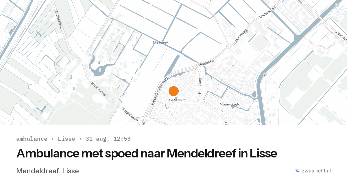 Ambulance met spoed naar Mendeldreef in Lisse — 31 aug 2026