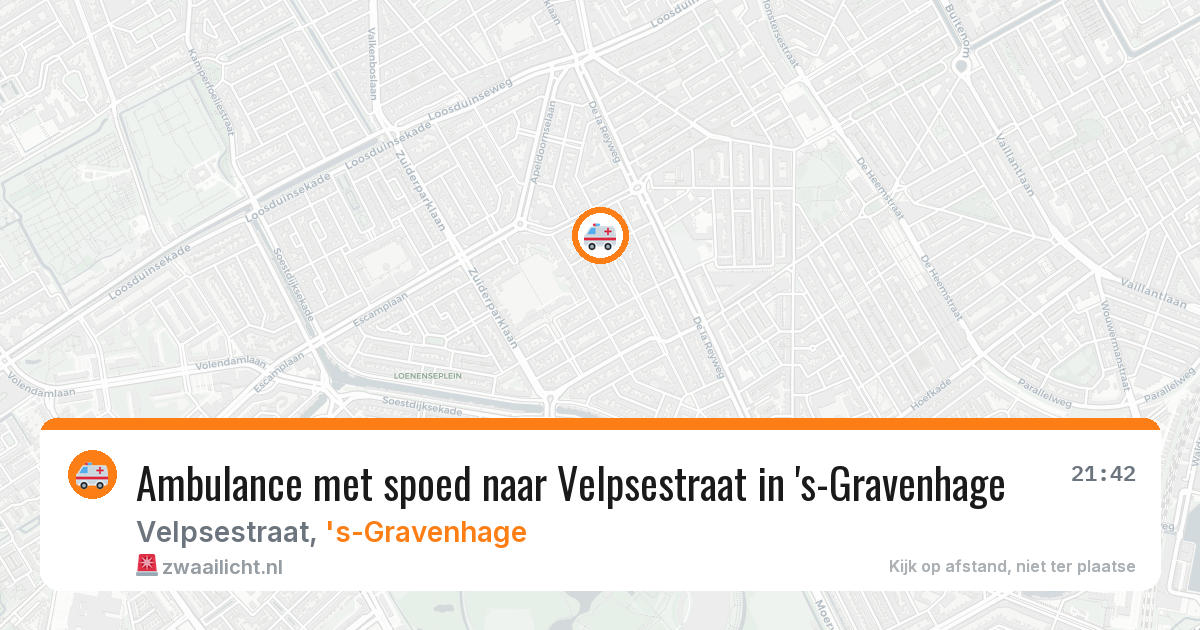 Ambulance met spoed naar Velpsestraat in 's-Gravenhage — 13 aug 2026