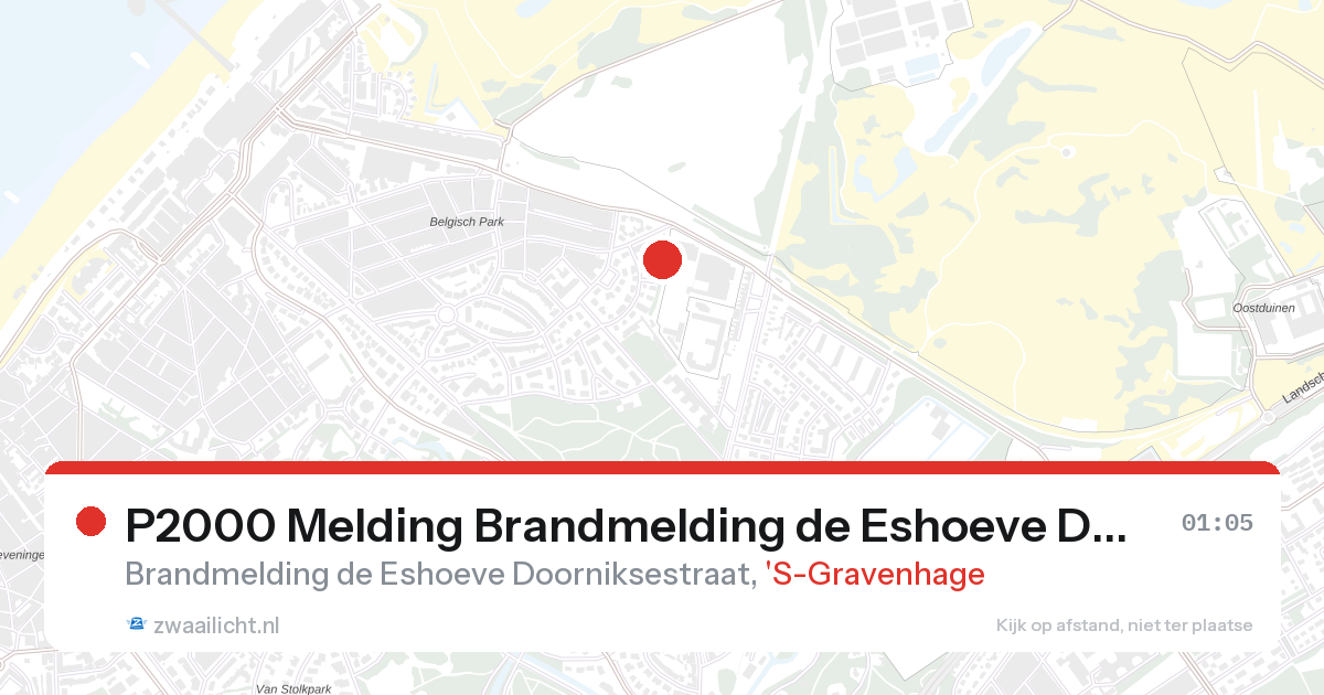 P2000 Melding Brandmelding de Eshoeve Doorniksestraat, 'S-Gravenhage — 1 feb 2026