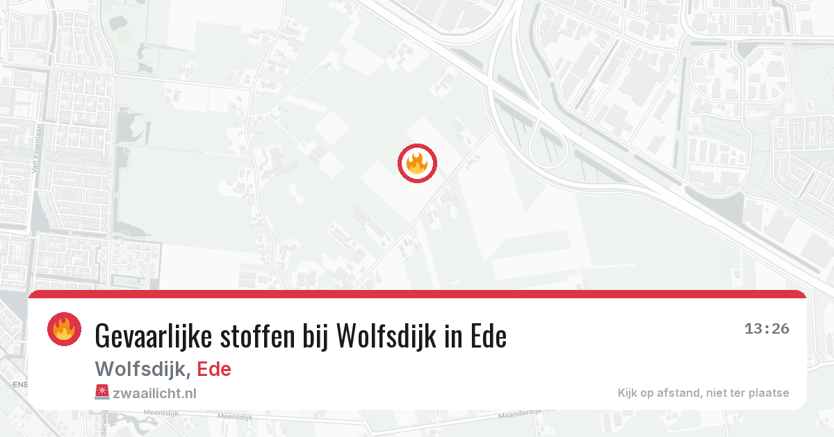 Gevaarlijke stoffen bij Wolfsdijk in Ede — 7 aug 2026