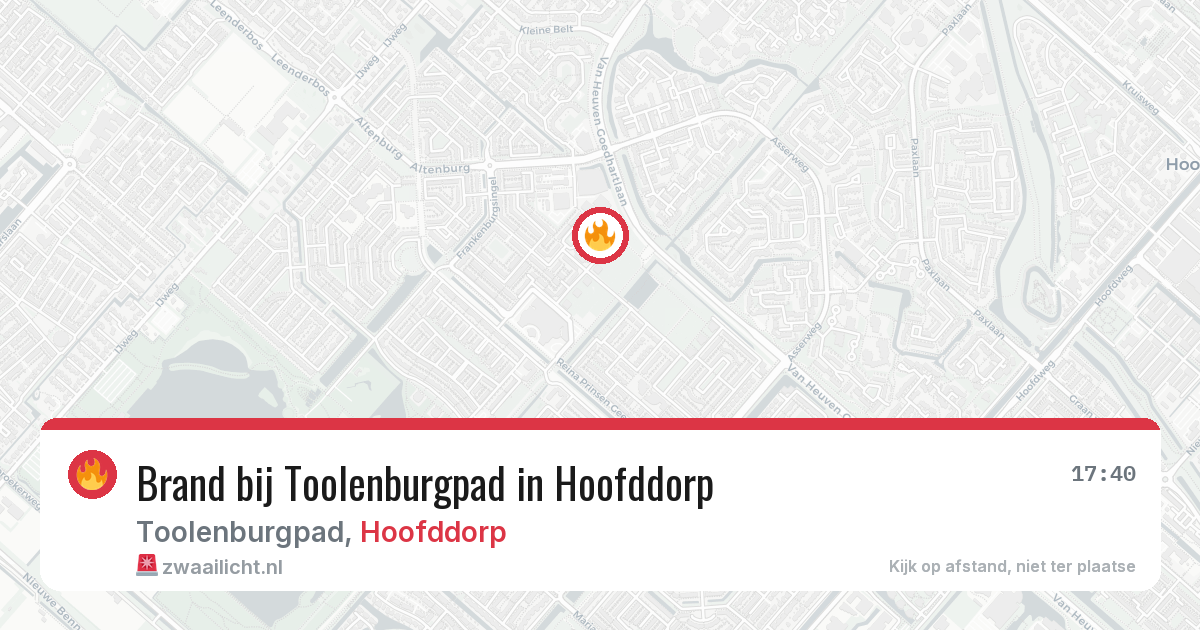Brand bij Toolenburgpad in Hoofddorp — 6 jul 2026