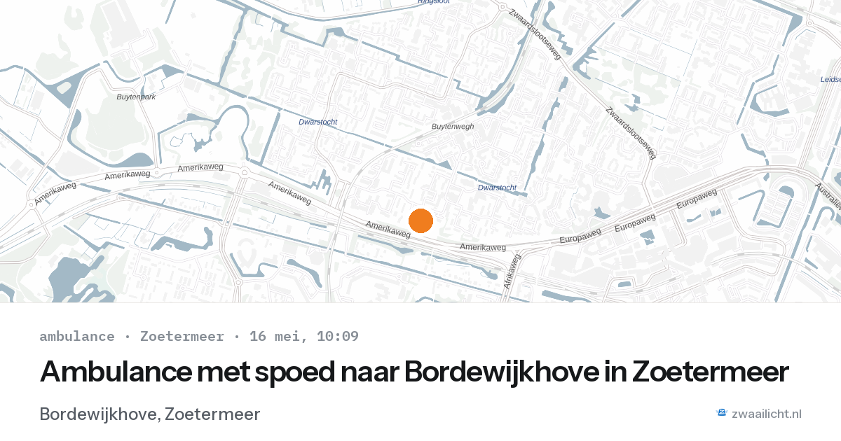 Ambulance met spoed naar Bordewijkhove in Zoetermeer — 16 mei 2026