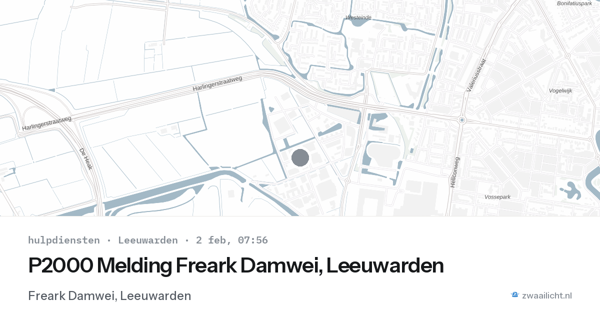 P2000 Melding Freark Damwei, Leeuwarden — 2 feb 2026