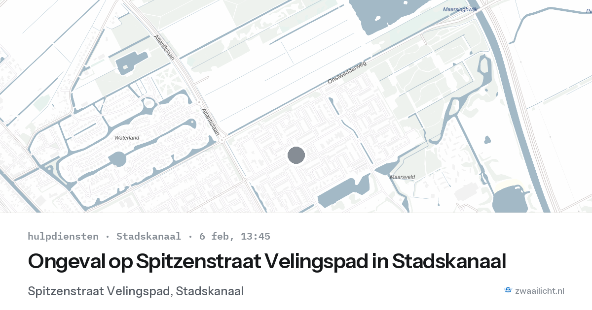 Ongeval op Spitzenstraat Velingspad in Stadskanaal — 6 feb 2026