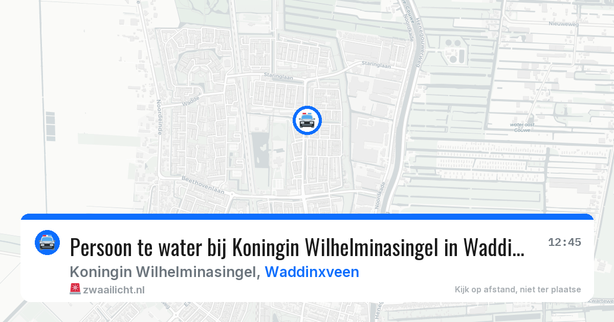Persoon te water bij Koningin Wilhelminasingel in Waddinxveen — 19 jun 2026