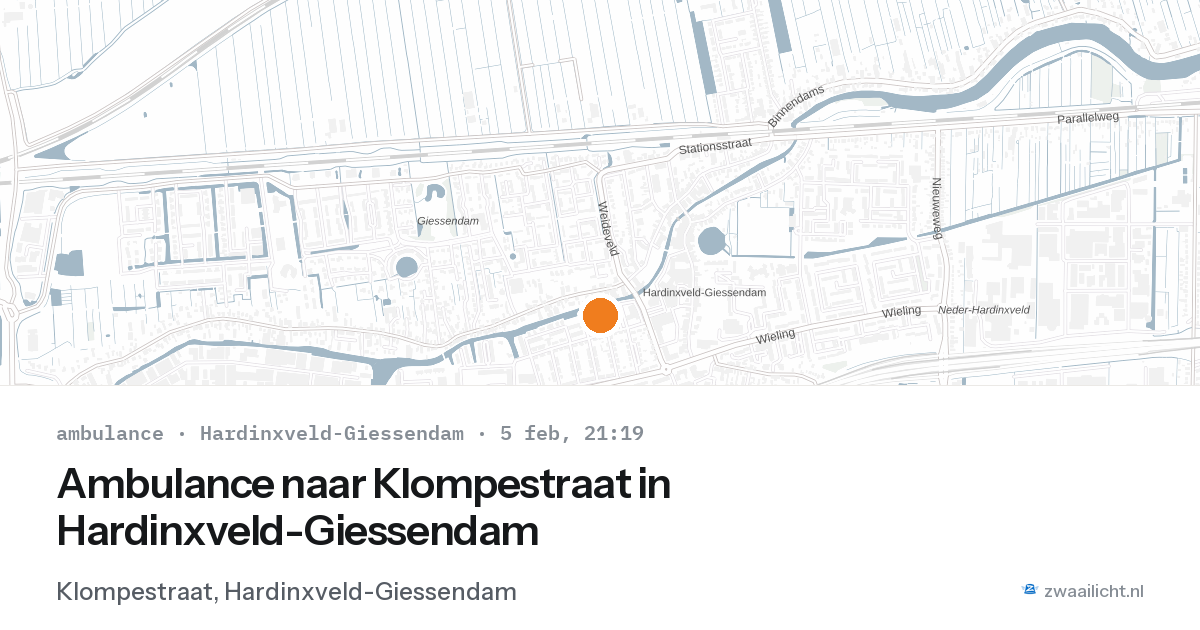 Ambulance naar Klompestraat in Hardinxveld-Giessendam — 5 feb 2026