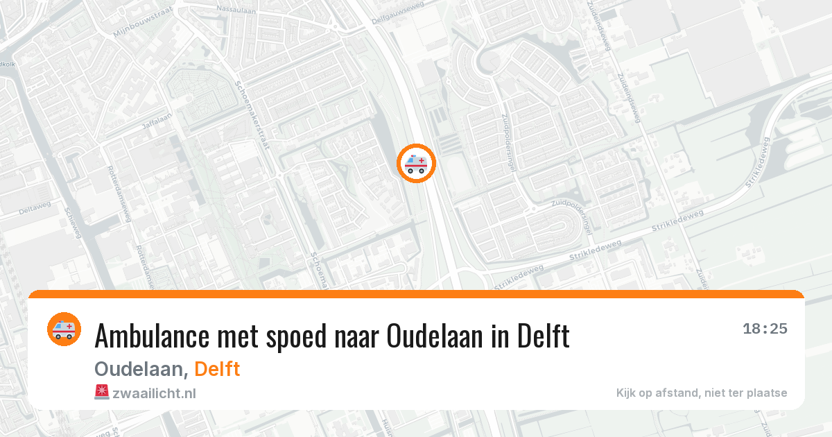 Ambulance met spoed naar Oudelaan in Delft — 6 aug 2026