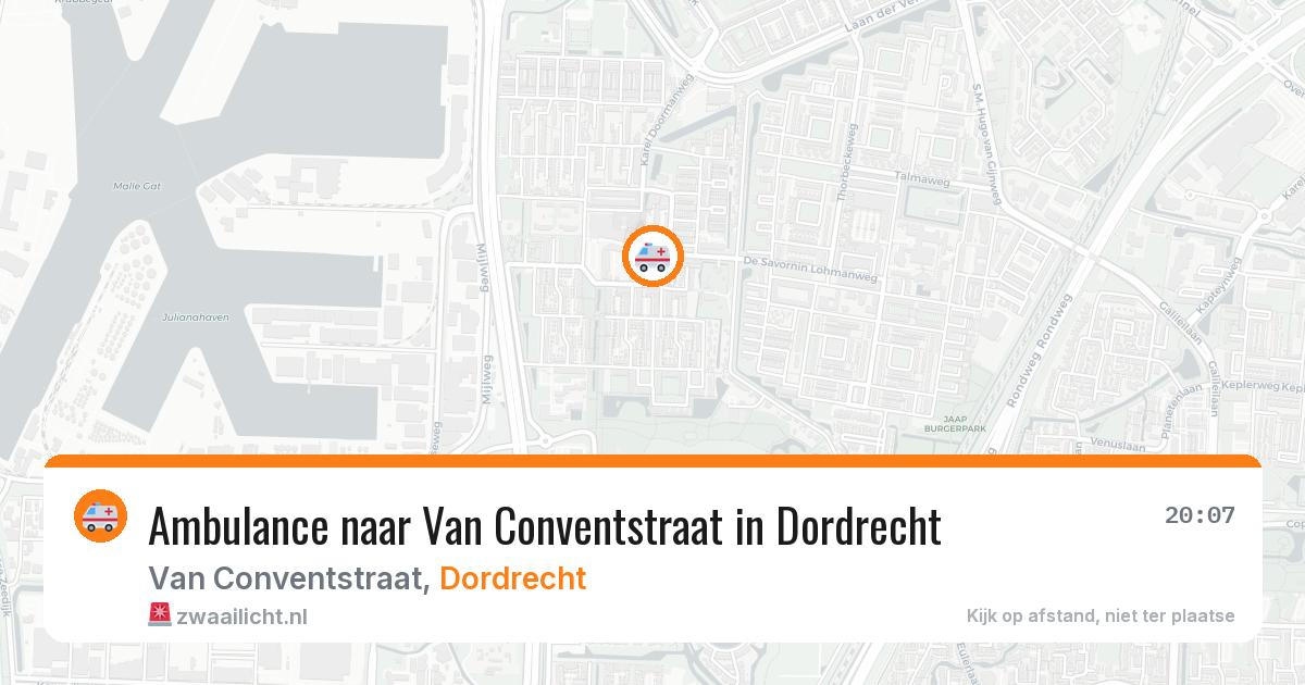 Ambulance naar Van Conventstraat in Dordrecht — 3 aug 2026