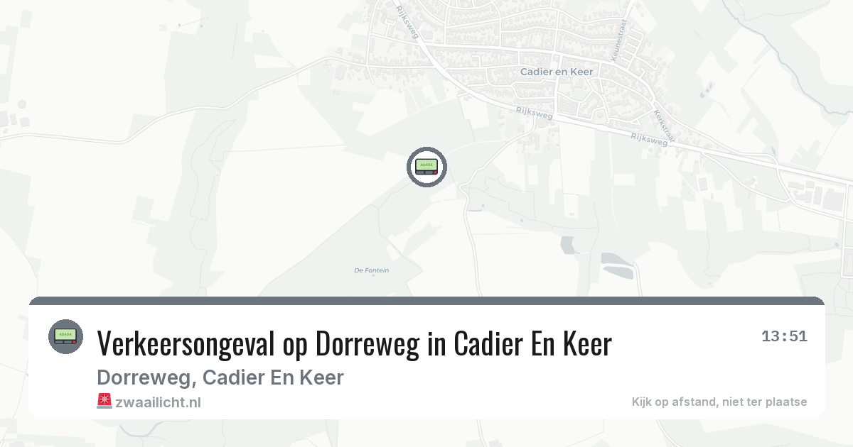 Verkeersongeval op Dorreweg in Cadier En Keer — 25 jul 2026