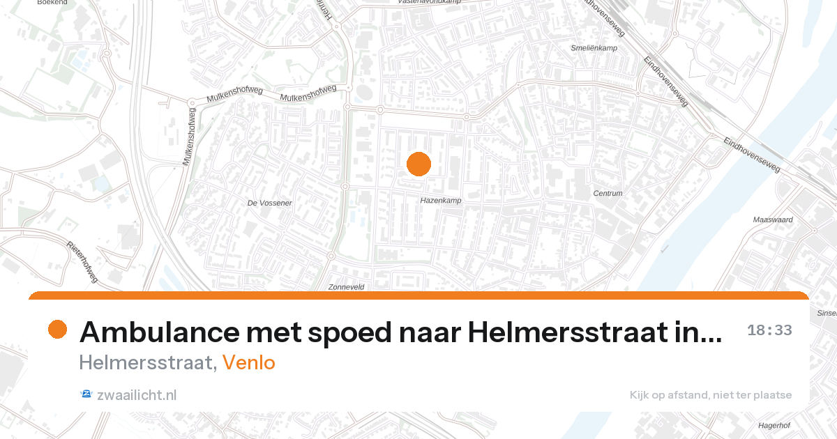 Ambulance met spoed naar Helmersstraat in Venlo — 14 aug 2026