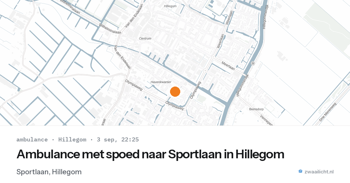 Ambulance met spoed naar Sportlaan in Hillegom — 3 sep 2026