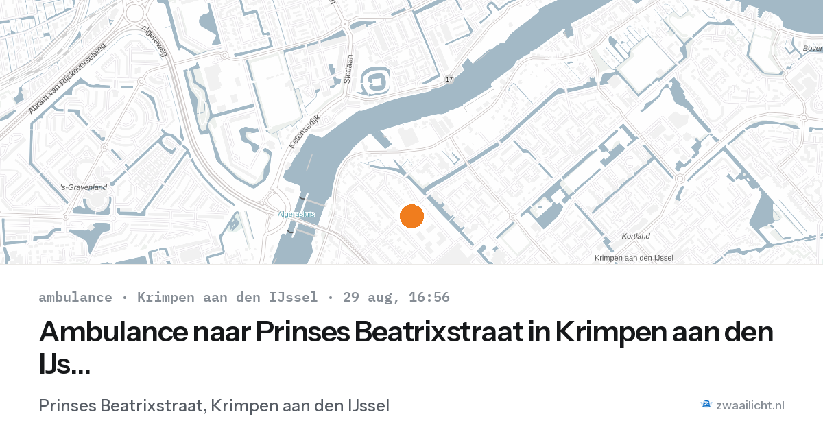 Ambulance naar Prinses Beatrixstraat in Krimpen aan den IJssel — 29 aug 2026