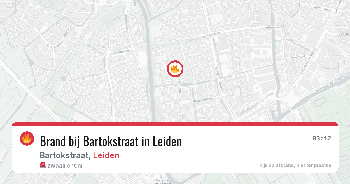 Brand bij Bartokstraat in Leiden — 6 jun 2026