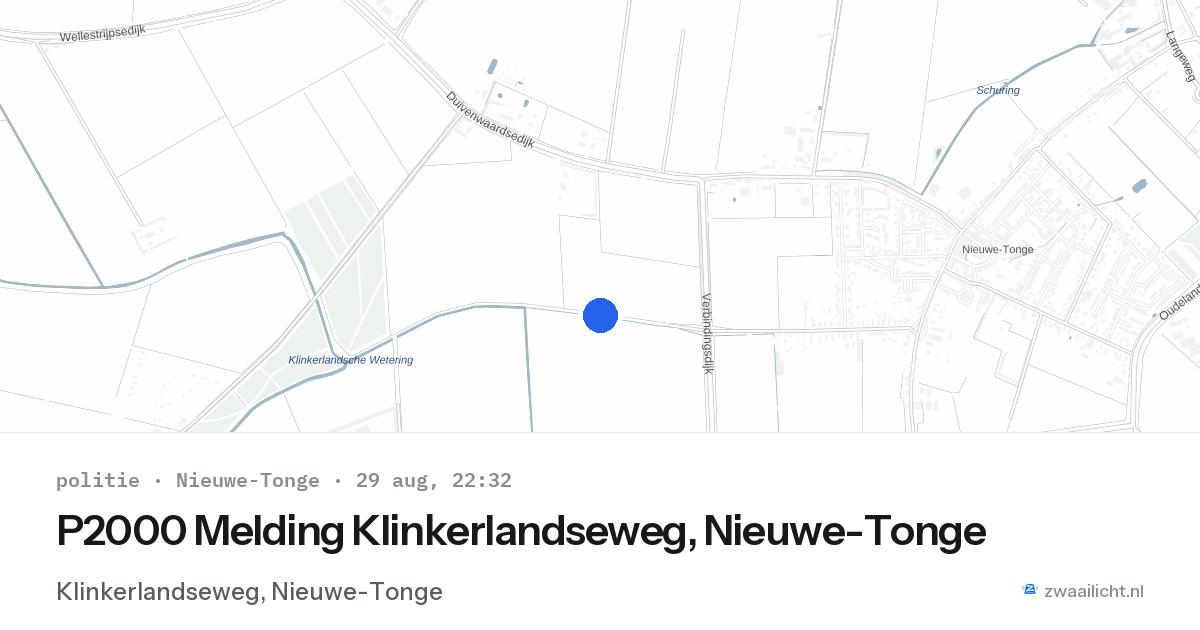 P2000 Melding Klinkerlandseweg, Nieuwe-Tonge — 29 aug 2026