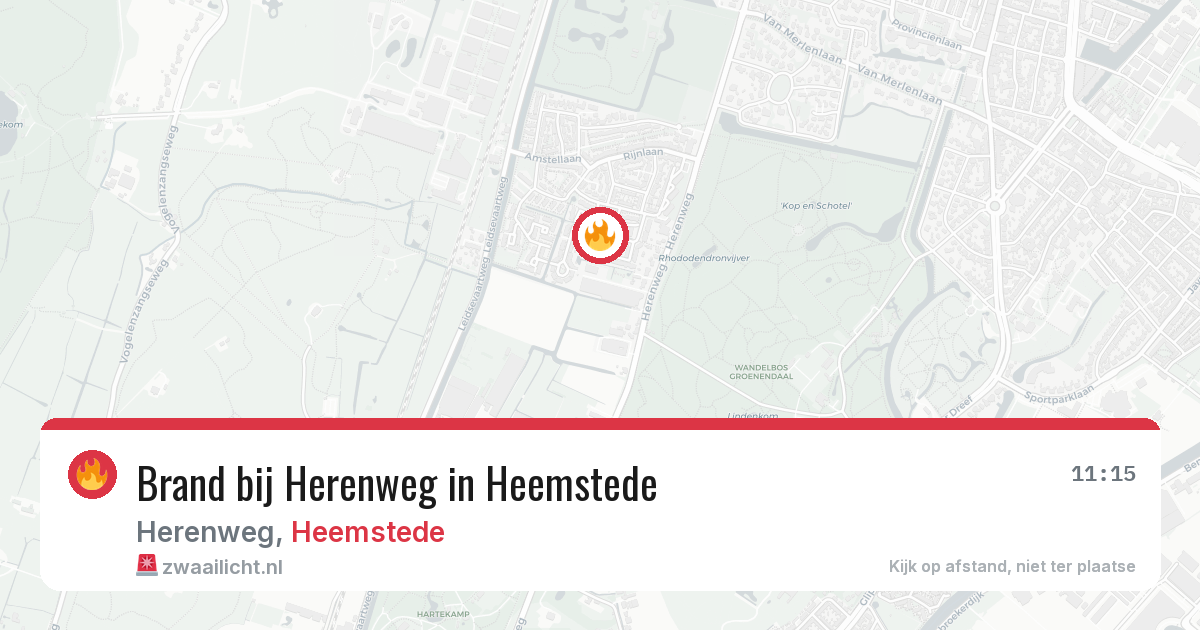 Brand bij Herenweg in Heemstede — 21 mrt 2026