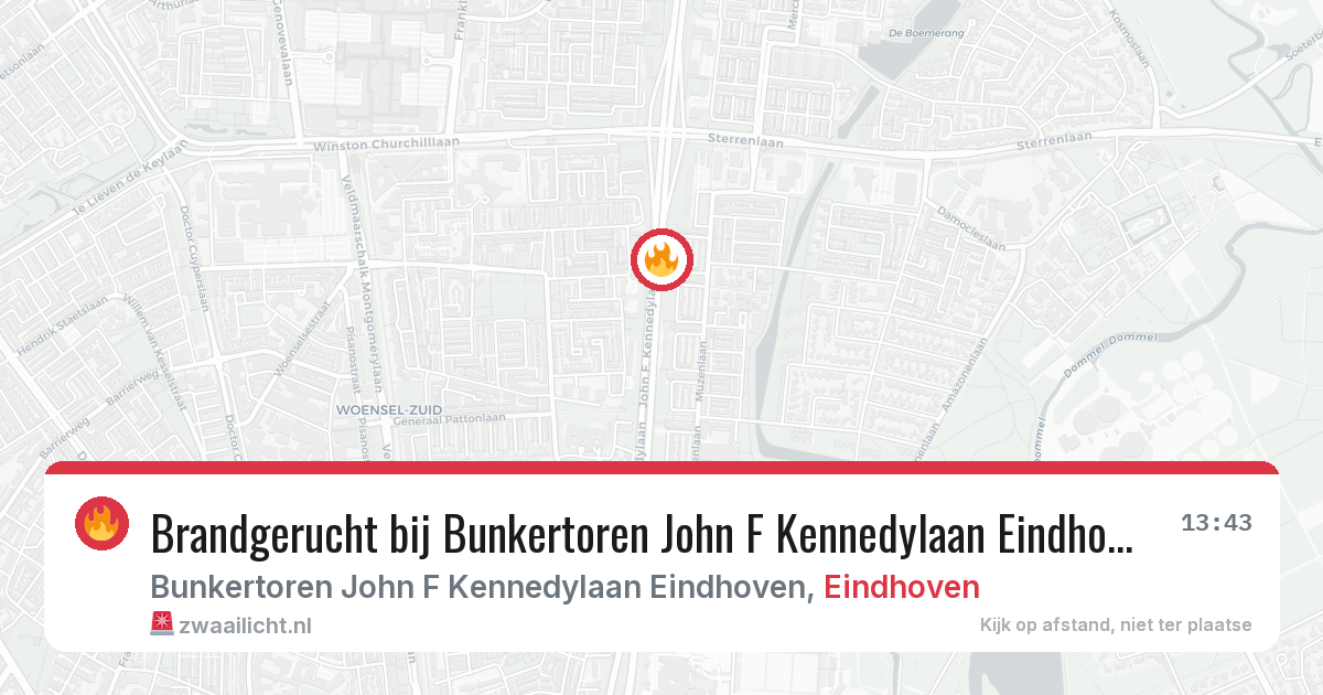 Brandgerucht bij Bunkertoren John F Kennedylaan Eindhoven in Eindhoven — 6 aug 2026