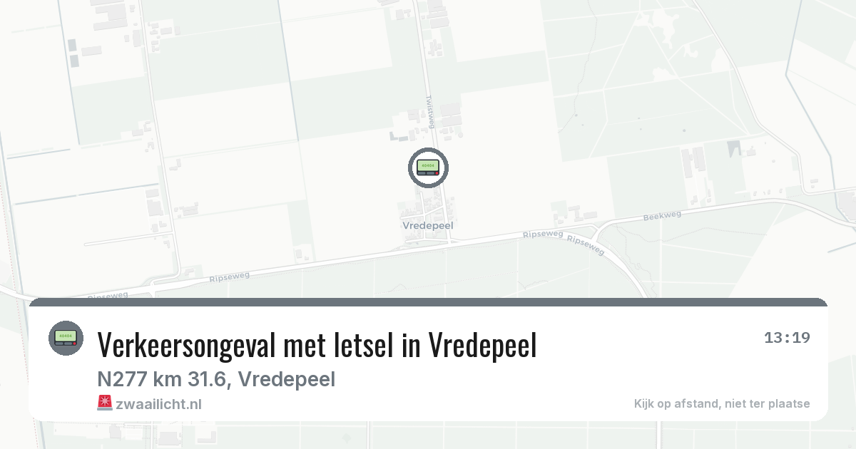 Verkeersongeval met letsel in Vredepeel — 25 mei 2026