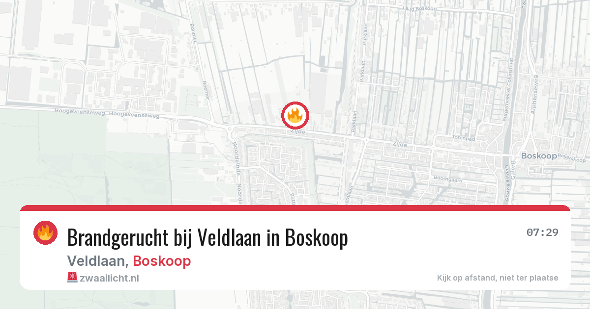Brandgerucht bij Veldlaan in Boskoop — 20 jul 2026