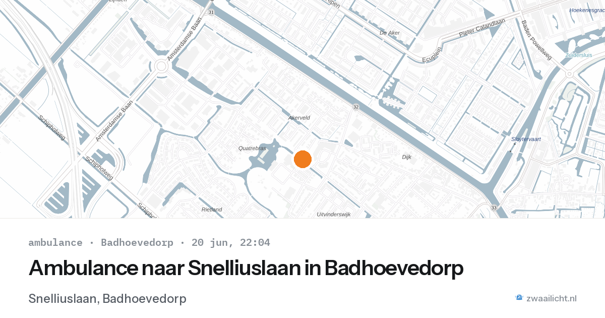 Ambulance naar Snelliuslaan in Badhoevedorp — 20 jun 2026