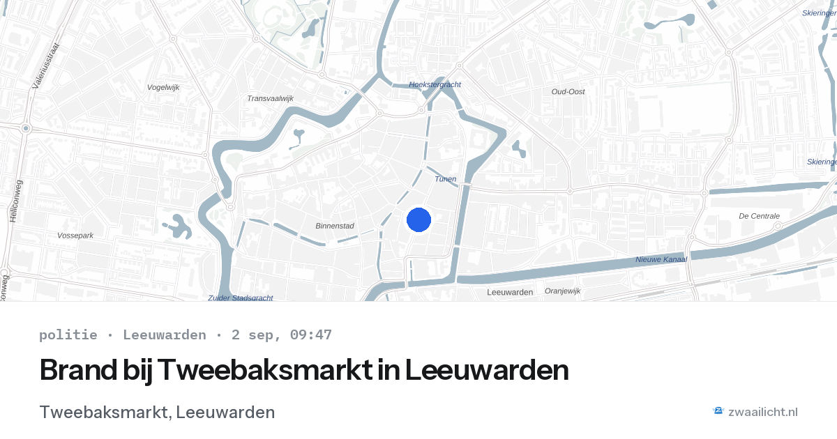 Brand bij Tweebaksmarkt in Leeuwarden — 2 sep 2026