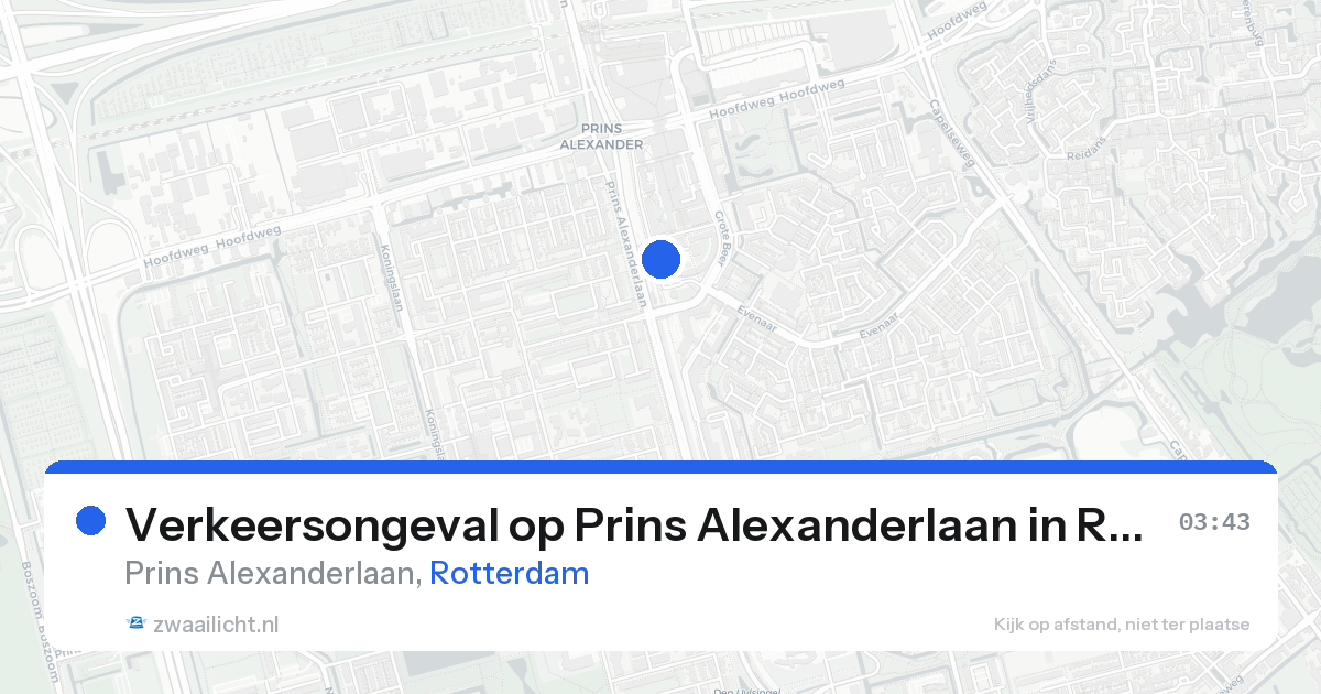 Verkeersongeval op Prins Alexanderlaan in Rotterdam — 20 aug 2026