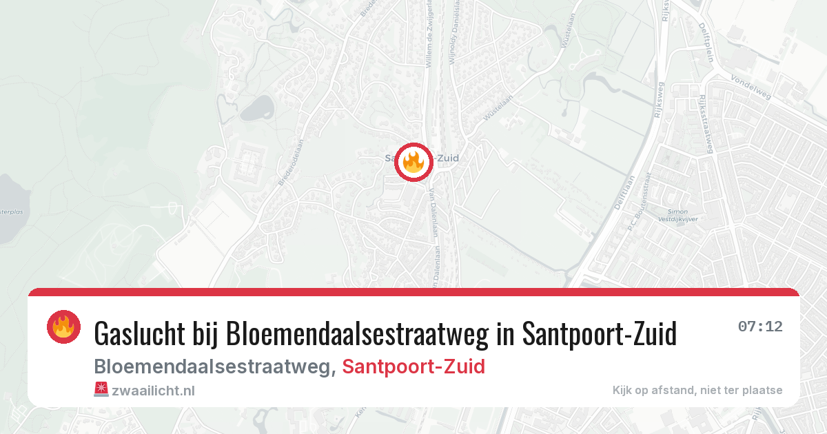 Gaslucht bij Bloemendaalsestraatweg in Santpoort-Zuid — 12 jun 2026
