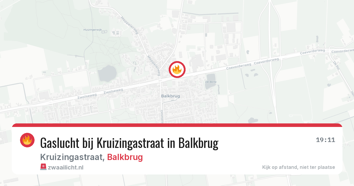 Gaslucht bij Kruizingastraat in Balkbrug — 16 jun 2026