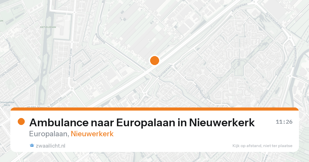 Ambulance naar Europalaan in Nieuwerkerk — 15 aug 2026