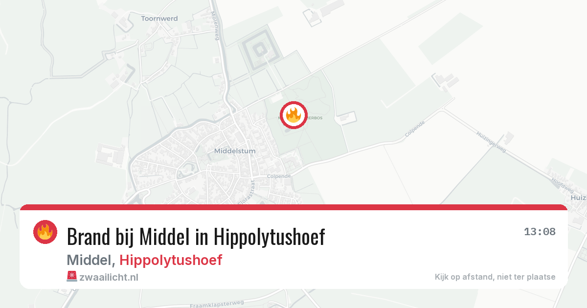 Brand bij Middel in Hippolytushoef — 26 mei 2026