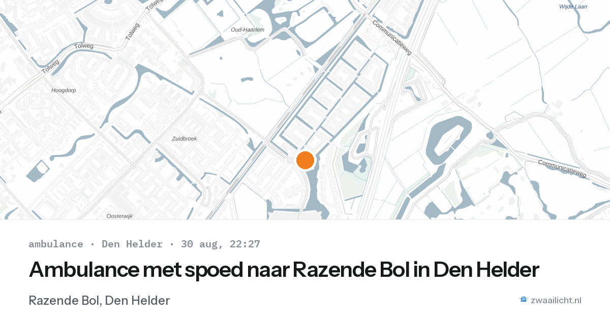 Ambulance met spoed naar Razende Bol in Den Helder — 30 aug 2026