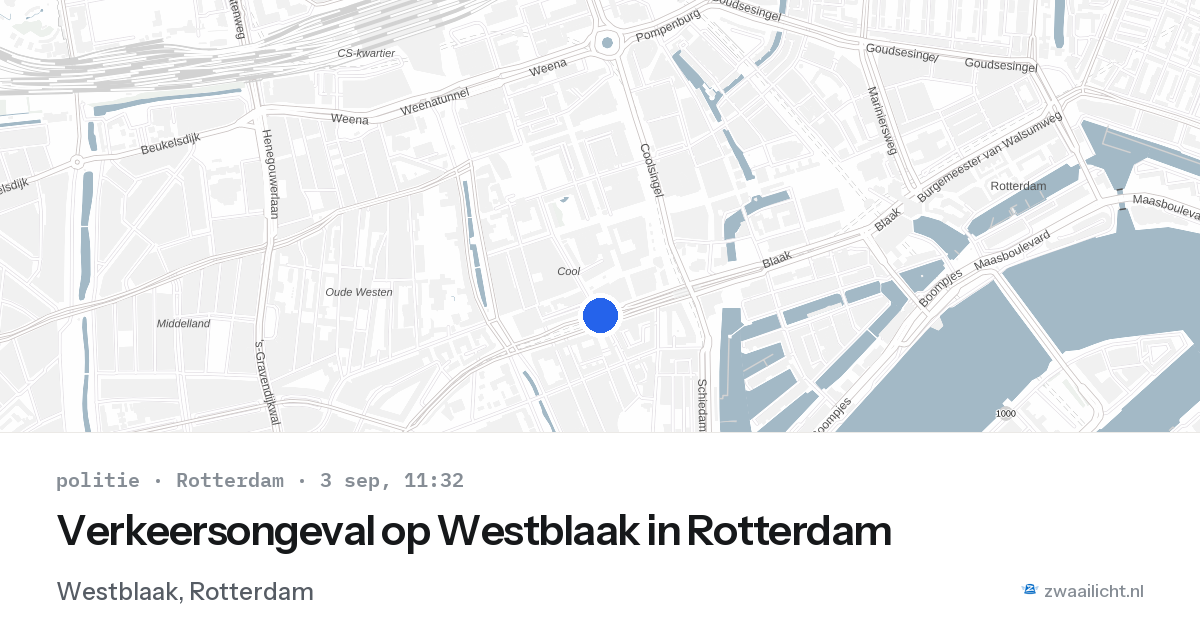 Verkeersongeval op Westblaak in Rotterdam — 3 sep 2026