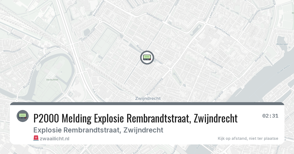 P2000 Melding Explosie Rembrandtstraat, Zwijndrecht — 5 feb 2026