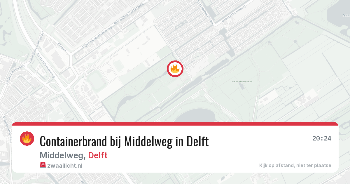Containerbrand bij Middelweg in Delft — 28 jul 2026