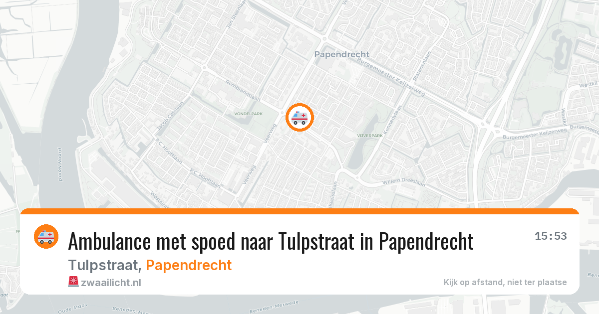 Ambulance met spoed naar Tulpstraat in Papendrecht — 26 jun 2026