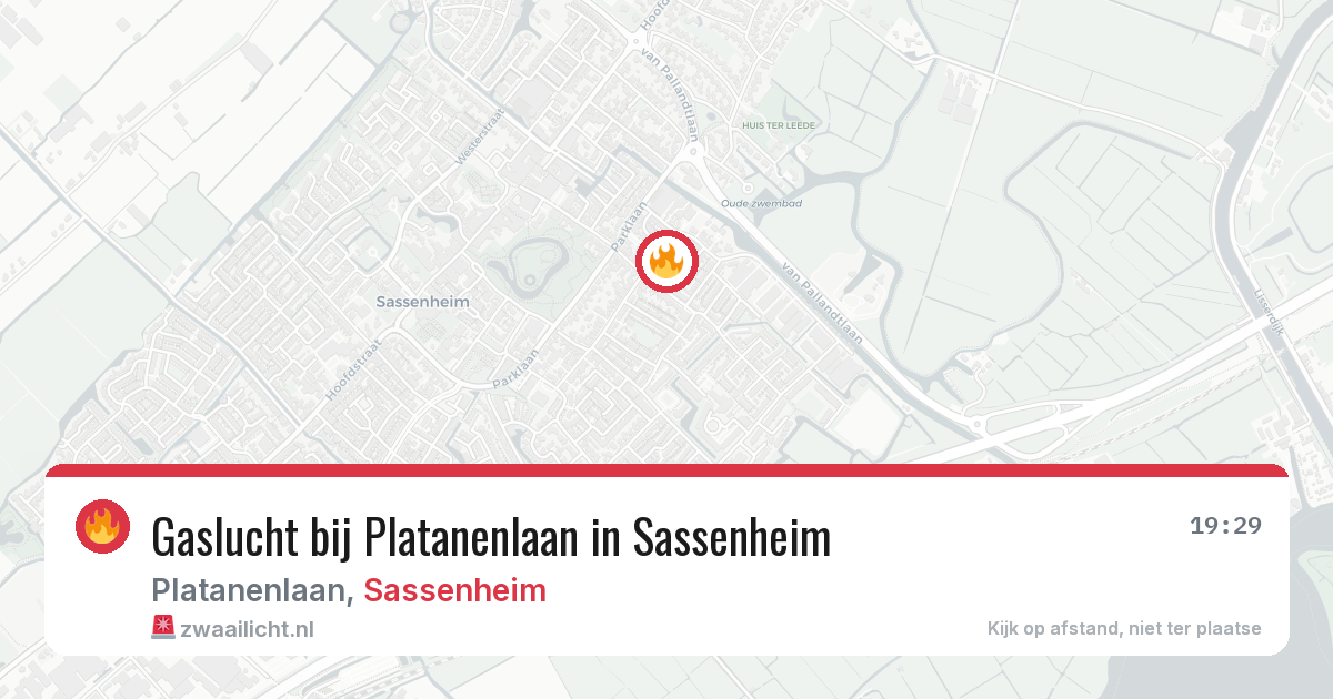Gaslucht bij Platanenlaan in Sassenheim — 8 aug 2026