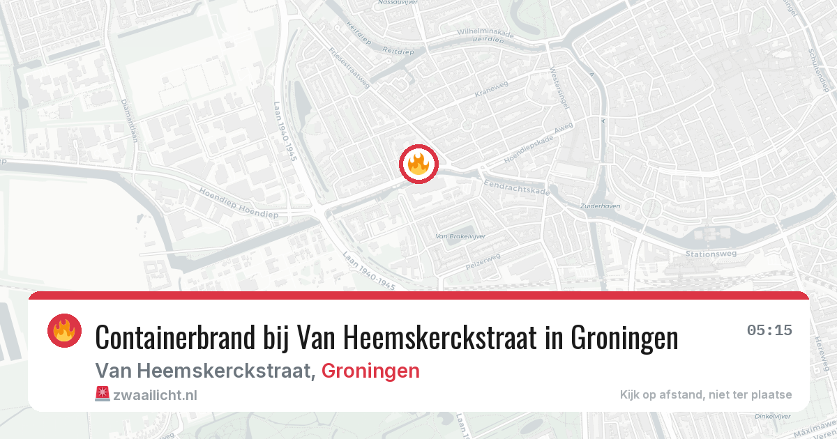 Containerbrand bij Van Heemskerckstraat in Groningen — 8 aug 2026