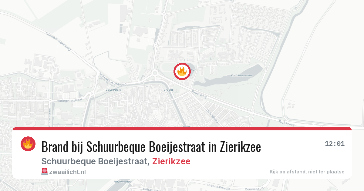 Brand bij Schuurbeque Boeijestraat in Zierikzee — 9 aug 2026