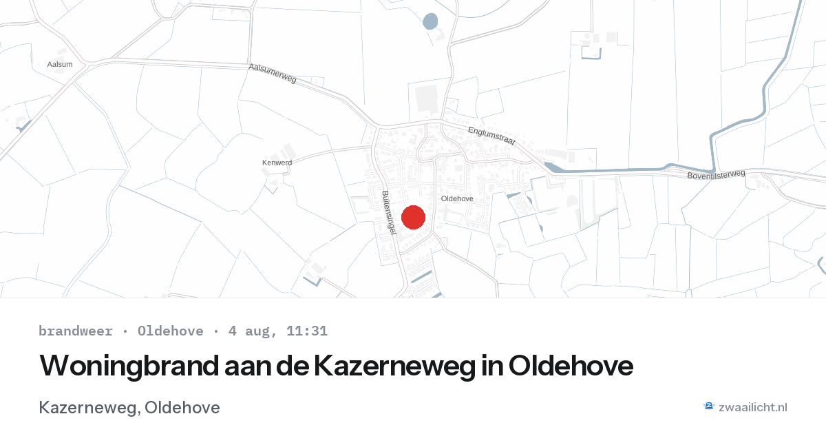 Woningbrand aan de Kazerneweg in Oldehove — 4 aug 2026