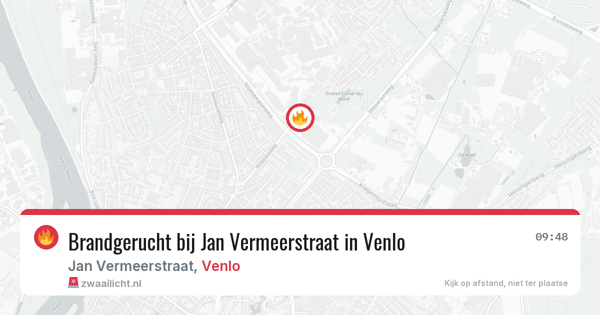 Brandgerucht bij Jan Vermeerstraat in Venlo — 24 jun 2026