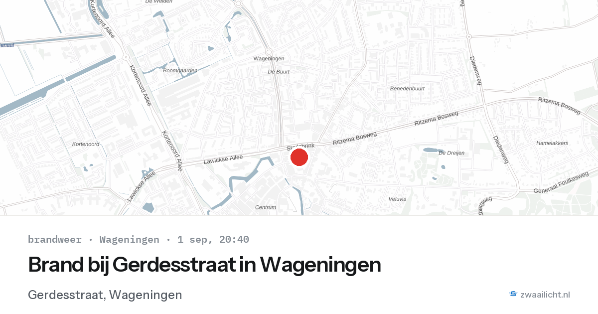 Brand bij Gerdesstraat in Wageningen — 1 sep 2026