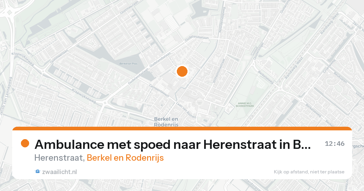 Ambulance met spoed naar Herenstraat in Berkel en Rodenrijs — 19 aug 2026
