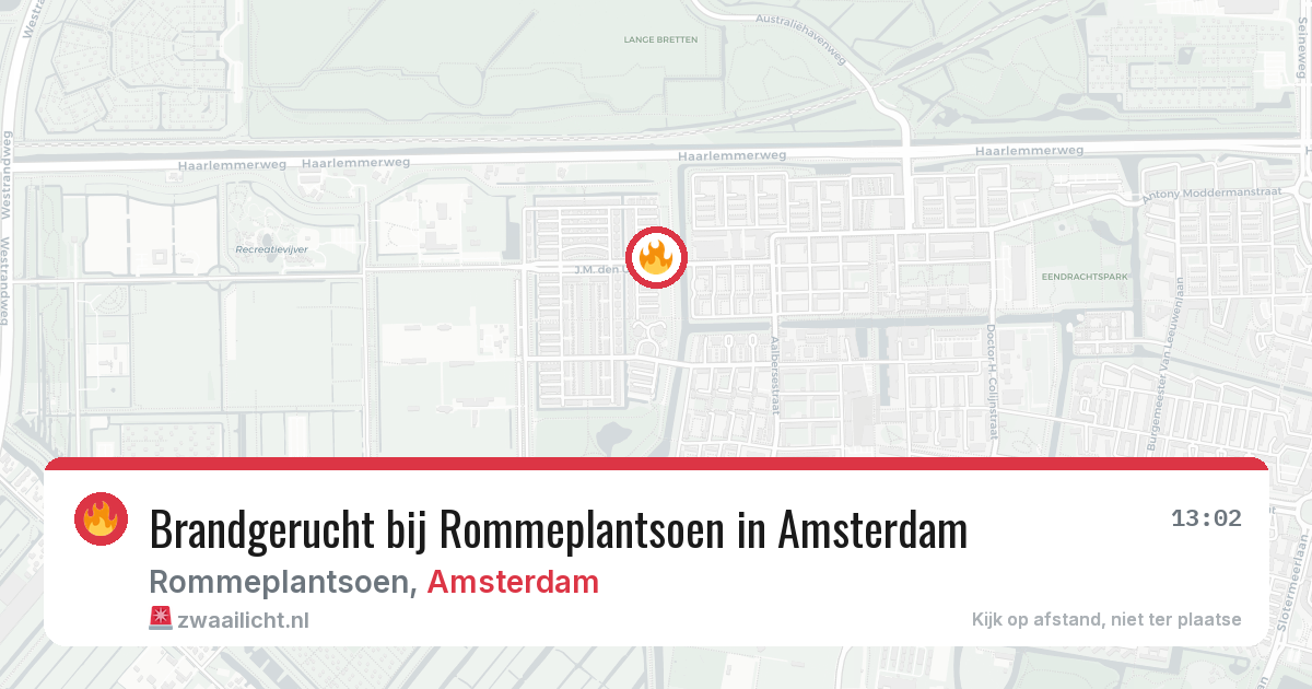 Brandgerucht bij Rommeplantsoen in Amsterdam — 21 apr 2026
