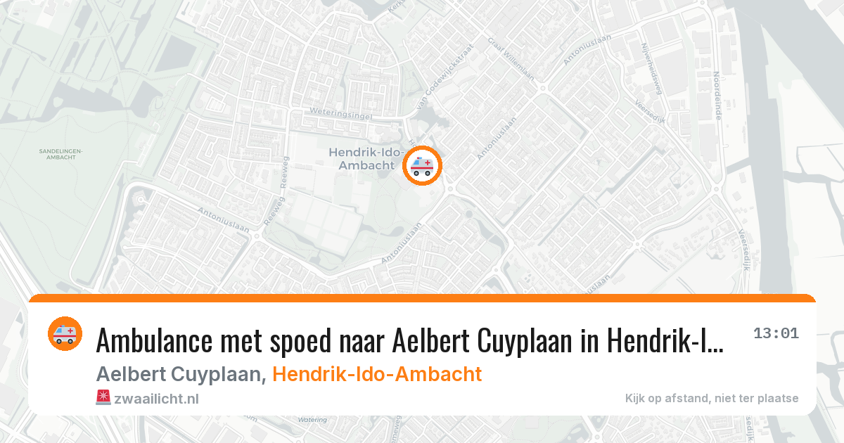 Ambulance met spoed naar Aelbert Cuyplaan in Hendrik-Ido-Ambacht — 26 jul 2026