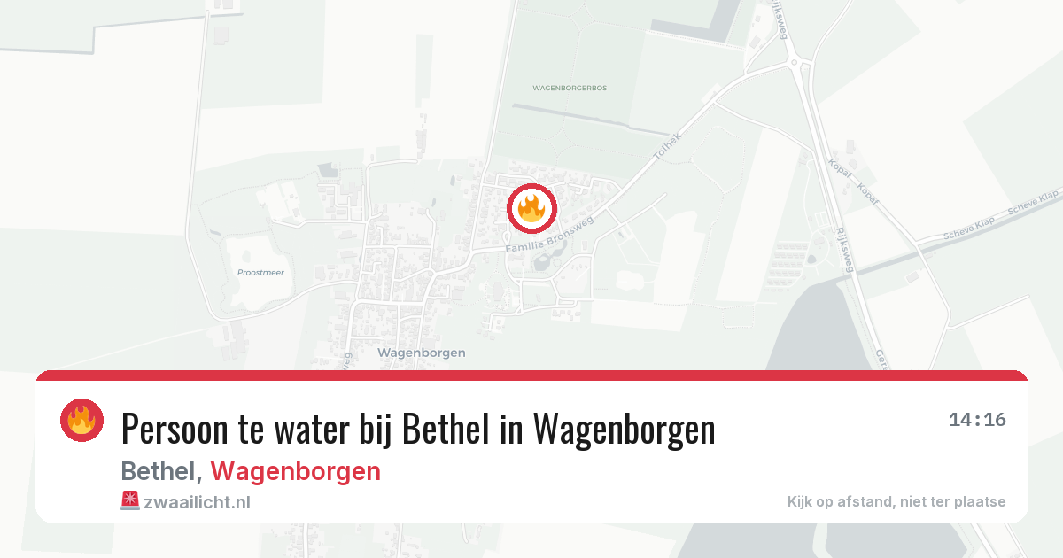 Persoon te water bij Bethel in Wagenborgen — 16 jun 2026