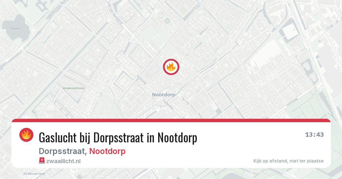 Gaslucht bij Dorpsstraat in Nootdorp — 20 jul 2026