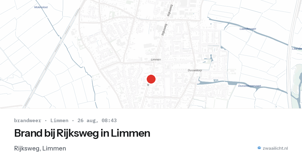 Brand bij Rijksweg in Limmen — 26 aug 2026
